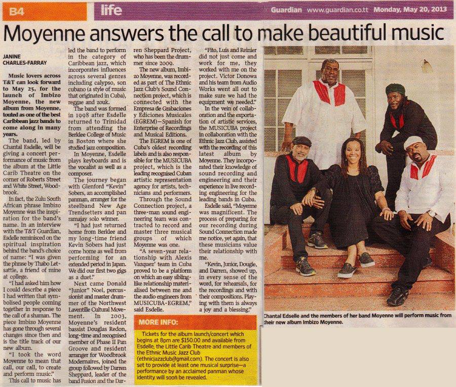Moyenne answers the call to make beautiful music - monday 20 May 2013
